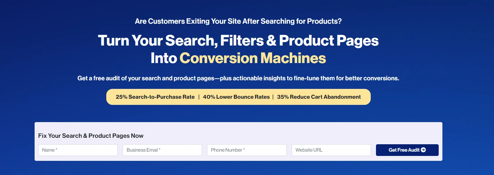 Get a free audit of your search and product pages
